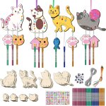 Carillons éoliens kit de bricolage pour enfants, 12 pièces en bois chats carillon créatif artisanat tons ... Carillons éoliens kit de bricolage pour enfants, 12 pièces en bois chats carillon créatif artisanat tons ...