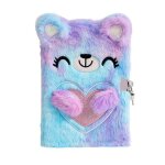 Carnets de dessin en peluche pour enfants, ours mignon avec serrure, carnet en peluche, journal tudiant ...