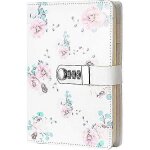 Carnet secret pour fille, journal intime floral avec code, bloc - notes en cuir pu, papier de bureau ...