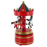 Carrousel musical miniature en bois - lutece creations - bolro (maurice ravel) - rouge - 18 notes
