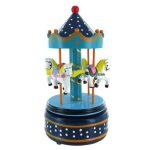 Carrousel musical miniature - lutece creations - dixie's land - bleu - 18 notes - 11x11x21 cm