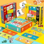 Cartes abc en bois pour enfants, jouets d'apprentissage de l'orthographe, formes assorties, lettres d'animaux, ...