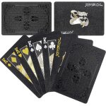 Cartes a jouer noires, mod�le de cr�ne imperm�able a l'eau clair jeu de cartes avec bo�te, id�al pour ...