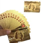 Cartes a jouer de poker en feuille d'or, design etanche, outil de tours de magie, utilisation durable, ...