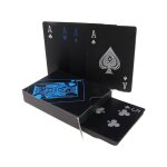Cartes a jouer de poker impermables en plastique, cartes de table de poker en pvc noir, jeu d'outils ...