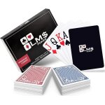 Cartes de poker en plastique avec carte de coupe incluse - [2 x] jeux de 54 cartes - double paquet bleu ...