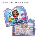Carte de v?ux pour maison de poupe gabby, 10 pices, carte d'invitation a une seule page pour enfant, ...