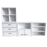 Casier de maison de poup�e en bois, 4 pi�ces, simulation durable, echelle 1:12, armoire combin�e