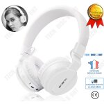 Casque audio blanc sans fil bluetooth transportable musique connexion mobile appairage rduction de bruit ...