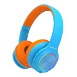 Casque bluetooth sans fil - powerlocus - orange - pliable - pour enfants - mixte