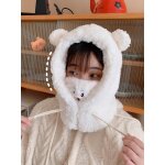 Casquette chaude a capuche pour femme, couvre - t�te en velours epais, en peluche, echarpe une pi�ce, ...