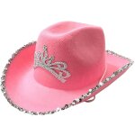 Casquette de cowboy rose style occidental, chapeau avec couronne scintillante, costume, accessoire de ...