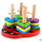 Casse - tte a empiler support en bois coccinelle jeu montessori