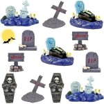 Cauc - lot de 12 mini pierres tombales miniatures en rsine pour mini maison, cimetire, diorama, artisanat, ...