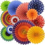 Cauc - lot de 12 papier de soie fan colores dcorations a suspendre pour bb douche decor d'anniversaire ...