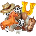 Cauc - 22 pices ballon anniversaire western, ballon cowboy set avec ballons latex, bottes chapeaux de ...
