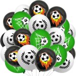 Cauc - 30 pcs ballons football latex, 12  noir blanc vert classique ballons football imprim, coupe du ...