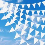 Cauc - 52 fanions en tissu blanc, 20 m, réutilisables et imperméables, pour décoration de fête d'anniversaire, ... Cauc - 52 fanions en tissu blanc, 20 m, réutilisables et imperméables, pour décoration de fête d'anniversaire, ...