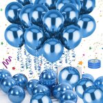 Cauc - 60 pices ballons anniversaire bleu avec 3 rouleaux rubans colors ballon helium 12 pouces ballon ...