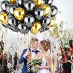 Cauc - 60 pices ballons anniversaire noir avec 3 rouleaux rubans colors ballon helium 12 pouces ballon ...