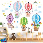 Cauc - bs - 104 animaux en ballons � air chaud enfants stickers muraux el�phant girafe singe stickers ...