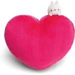 Cauc - coussin molang forme c?ur 42x27 cm avec doudou molang 10cm rose - coussins en peluche doux pour ...
