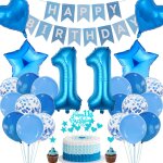 Cauc - dcorations de 11e anniversaire, dcoration de gteau d'anniversaire garon 11 ans bleu, dcorations ...