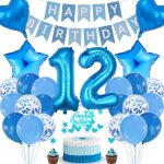 Cauc - décorations de 12e anniversaire, décoration de gâteau d'anniversaire garçon 12 ans bleu, décorations ... Cauc - décorations de 12e anniversaire, décoration de gâteau d'anniversaire garçon 12 ans bleu, décorations ...