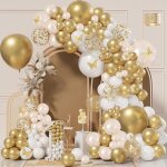Cauc - kit arche ballons or et blanc avec autocollants papillon, 115 pièces kit guirlande ballon anniversaire ... Cauc - kit arche ballons or et blanc avec autocollants papillon, 115 pièces kit guirlande ballon anniversaire ...