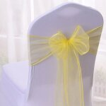 Ceinturage de chaise en organza, 25 pièces, ruban avec n?ud, pour banquet, hôtel, fête, décoration d'anniversa ... Ceinturage de chaise en organza, 25 pièces, ruban avec n?ud, pour banquet, hôtel, fête, décoration d'anniversa ...