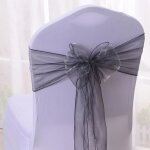 Ceinturage de chaise en organza, 25 pices, ruban avec n?ud, pour banquet, htel, fte, dcoration d'anniversa ...