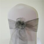 Ceinturage en organza avec noeud papillon, dcoration romantique pour chaise de jardin, mariage, restaurant, ...