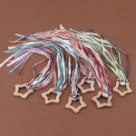 Cerf - volant a main avec ruban arc - en - ciel, jouet sensoriel avec cloches et anneaux en bois, hochet ...