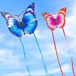 Cerf - volant papillon a ailes dures bleu rouge, avec ficelle de 30m, facile a voler, jouets de sport ... Cerf - volant papillon a ailes dures bleu rouge, avec ficelle de 30m, facile a voler, jouets de sport ...