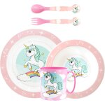 Cfrx - vaisselle rutilisable pour enfants unicorn, assiettes pour maternelle, scoula, assiette, bol, ...