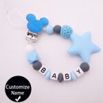 Chaîne attache - tétine en silicone avec nom pour bébé, joli porte - tétine, a tête de souris, fait main, ... Chaîne attache - tétine en silicone avec nom pour bébé, joli porte - tétine, a tête de souris, fait main, ...