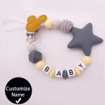Chaîne attache - tétine en silicone avec nom pour bébé, joli porte - tétine, a tête de souris, fait main, ... Chaîne attache - tétine en silicone avec nom pour bébé, joli porte - tétine, a tête de souris, fait main, ...