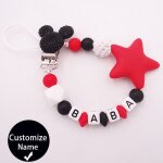 Chane attache - ttine en silicone avec nom pour bb, joli porte - ttine, a tte de souris, fait main, ...