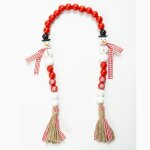 Chane de perles en bois 72cm, pendentif de nol, motif pre nol bonhomme de neige, ornement bricolage, ...