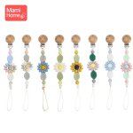 Cha�ne de t�tine en silicone pour b�b�, clip de sucette en bois, perles de tournesol, porte - mamelon ...