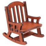 Chaise a bascule en bois, 1 pi�ce, si�ge a bascule artisanal, maison de poup�e miniature, mobilier d'ext�rieur ...