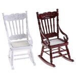Chaise a bascule en bois blanc brun 1:12, meubles miniatures pour maison de poupe, sige en corde de ...