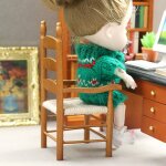 Chaise a bascule en bois pour maison de poupe, echelle 1:12, sige en corde de chanvre, accessoires ...