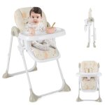 Chaise haute bb pliante costway - double plateau amovible accroche au pied - 2 roues - hauteur rglable ...