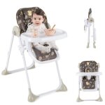 Chaise haute bb pliante costway - double plateau amovible accroche au pied - 2 roues - hauteur rglable ...