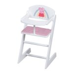 Chaise haute en bois peppa pig - roba - motif truie - blanc - rose