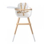 Chaise haute ovo original one luxe blanc / naturel harnais simili cuir beige