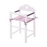 Chaise haute pour poup�es fienchen - roba - bois blanc / violet - motif vichy - assise en tissu