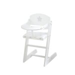 Chaise haute pour poupée stella en bois - roba - modèle stella - motif etoile - blanc / gris Chaise haute pour poupée stella en bois - roba - modèle stella - motif etoile - blanc / gris