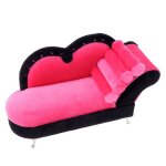 Chaise longue inclinable pour maison de poupée, echelle 1 / 6, rose + noir, a la mode Chaise longue inclinable pour maison de poupée, echelle 1 / 6, rose + noir, a la mode